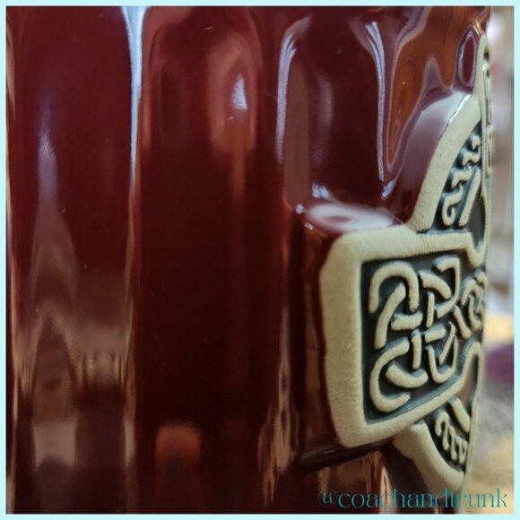 NEW STONEWARE CELTIC CROSS RED AND TAN GLAZE MUG IMPORTED FROM SCOTLAND - Picture 5 of 7